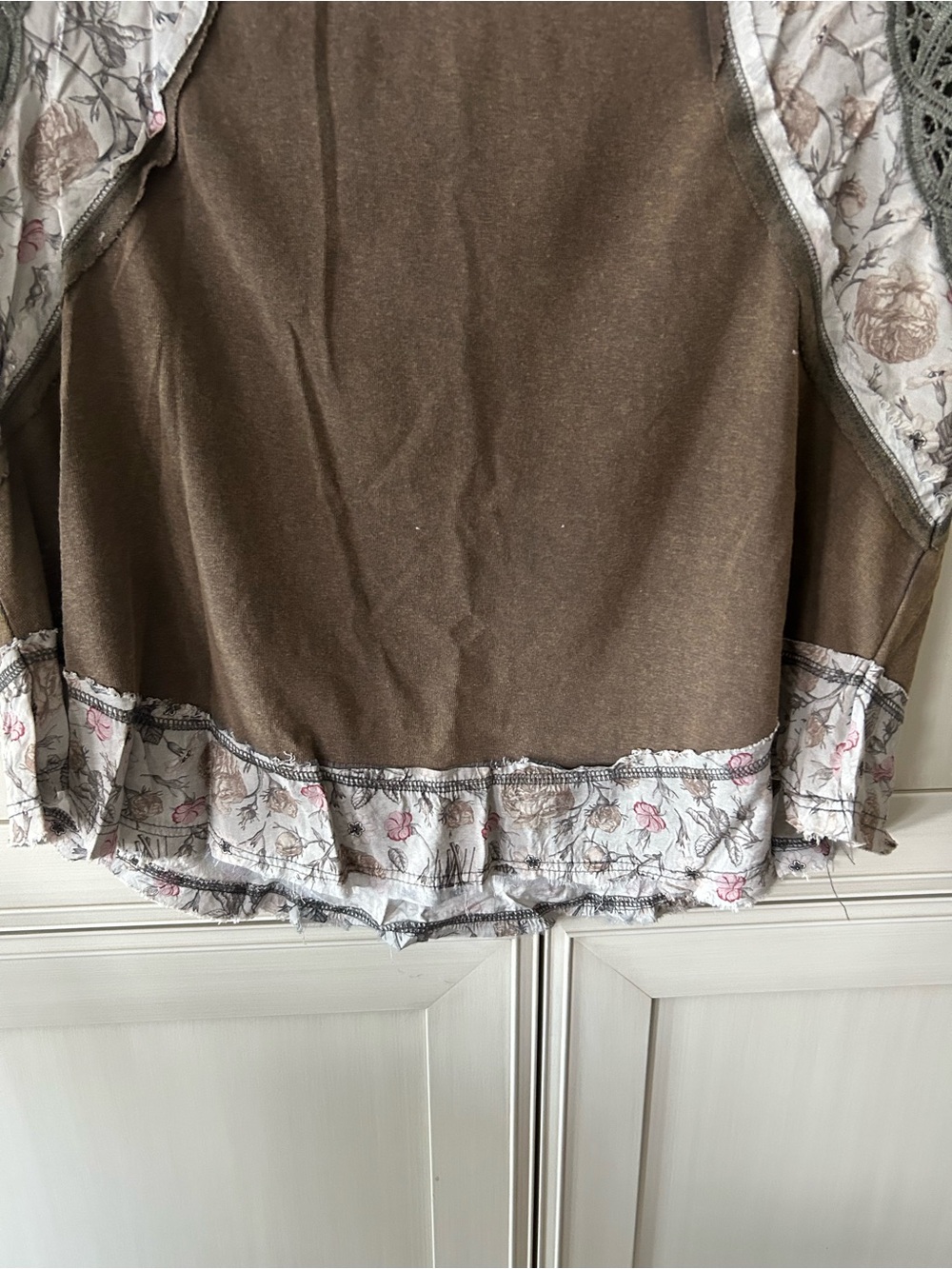 POL Brown Crochet-Trim Tank with Floral Panels - Picture 2 of 8
